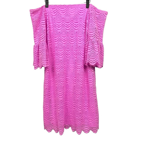 Lilly Pulitzer Lexa Dress Lilac Rose Scalloped Shell Lace Size XL NWT $198 - Picture 3 of 12
